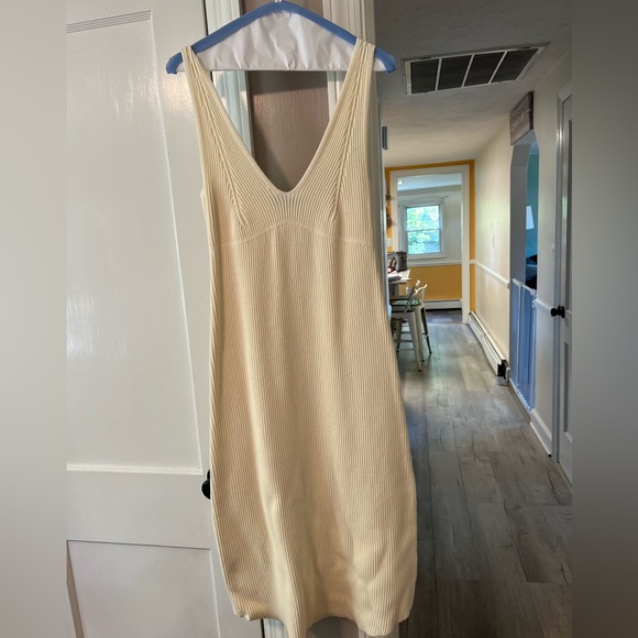 Lulus size Medium Two Piece Ivory Ribbed Sweater Midi Dress - Picture 2 of 7